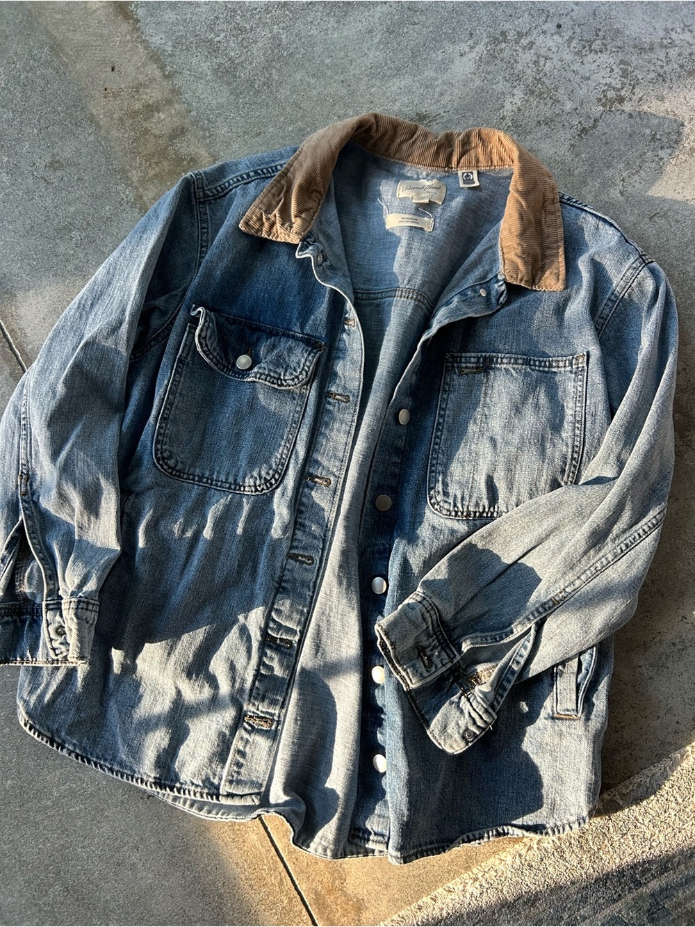 Universal Thread Blue Denim Jacket with Brown Corduroy Collar